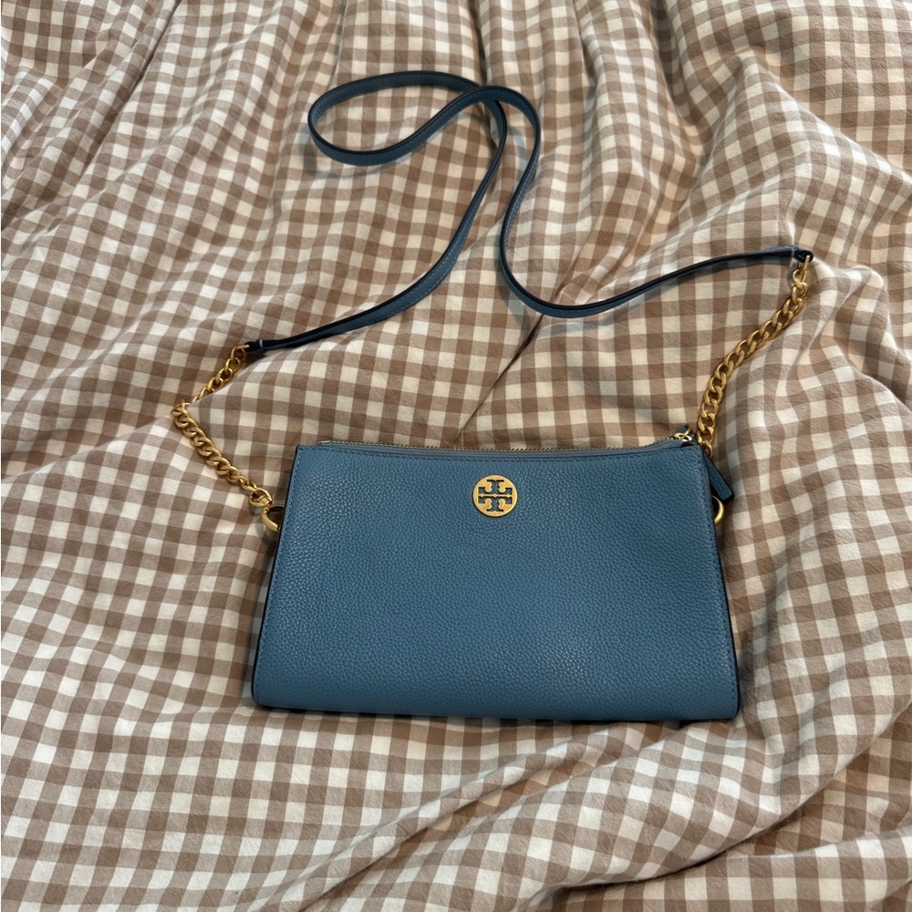 Tory Burch Navy Crossbody Bag with Gold Chain